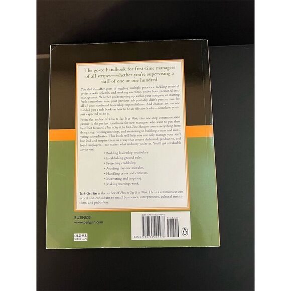 How To Say It for First-Time Managers by Jack Griffin Paperback Business - Picture 2 of 2